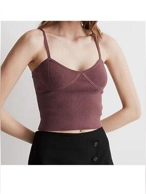 Madewell Black and Lavender Ribbed Crop Tops